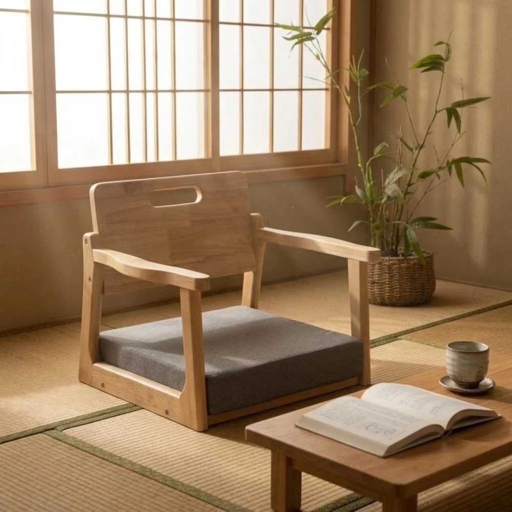 Premium Solid Wood Japanese Tatami Floor Chair Backrest Seat