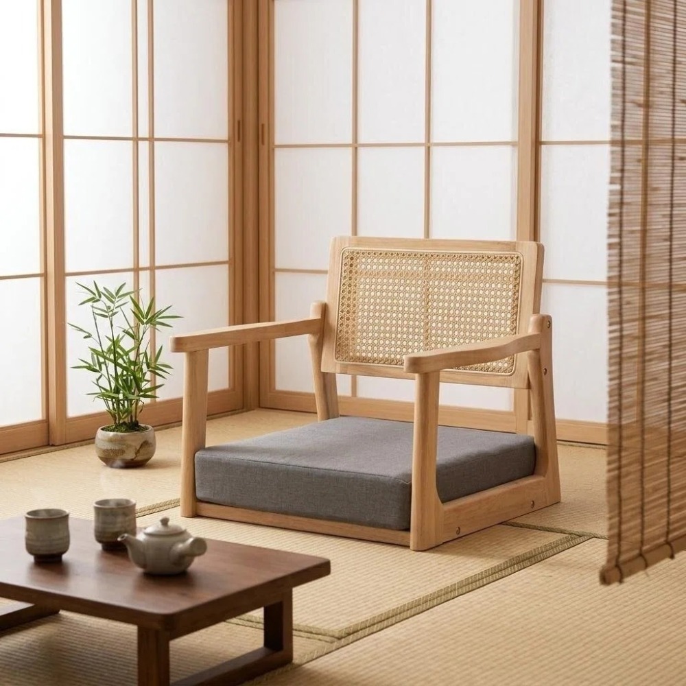Premium Solid Wood Japanese Tatami Floor Chair Backrest Seat