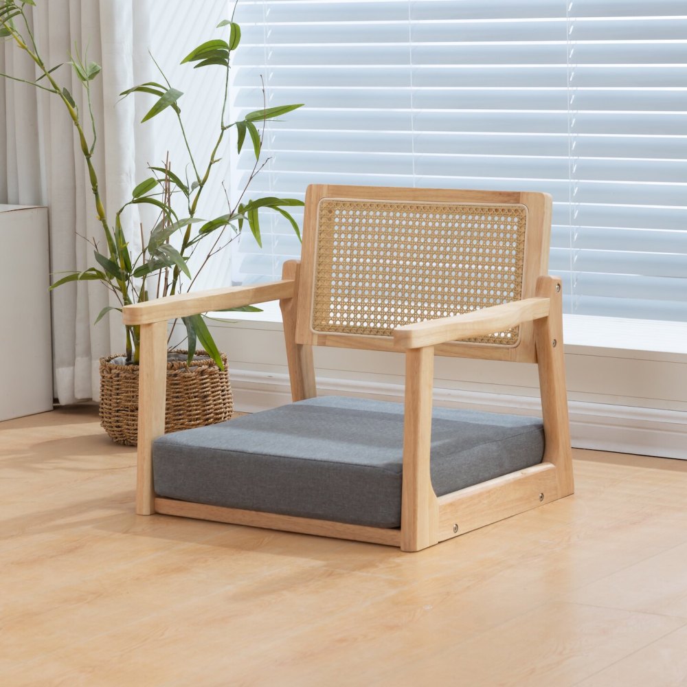 Premium Solid Wood Japanese Tatami Floor Chair Backrest Seat