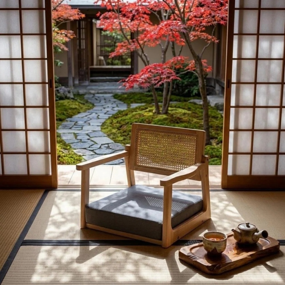 Premium Solid Wood Japanese Tatami Floor Chair Backrest Seat