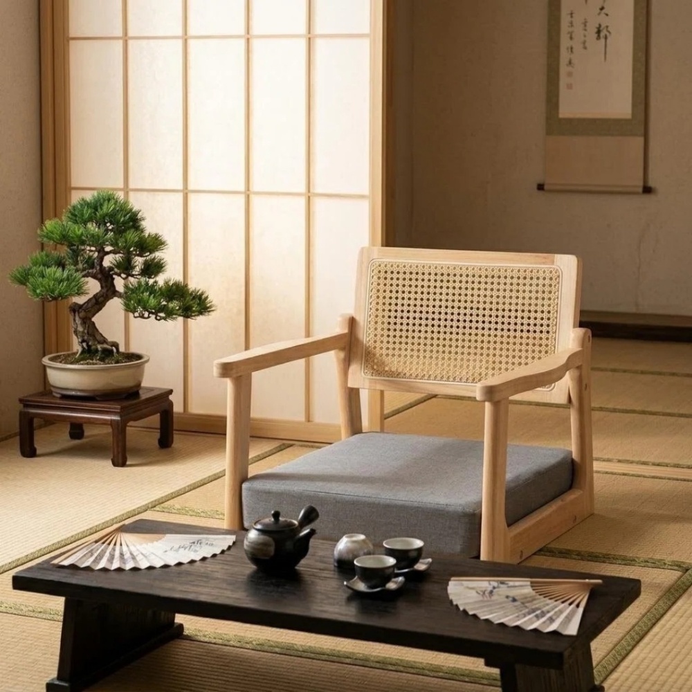 Premium Solid Wood Japanese Tatami Floor Chair Backrest Seat