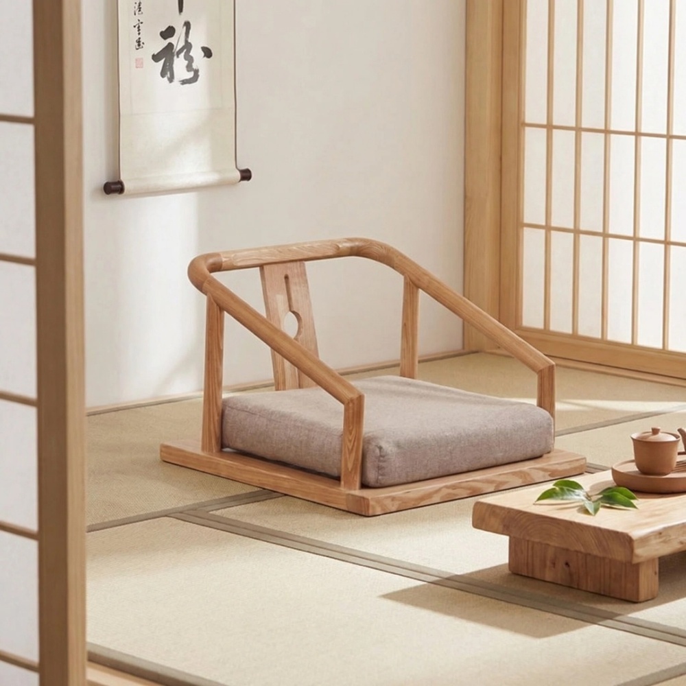 Comfortable Tatami Chair – Japanese Design, Solid Wood & Plush Seat