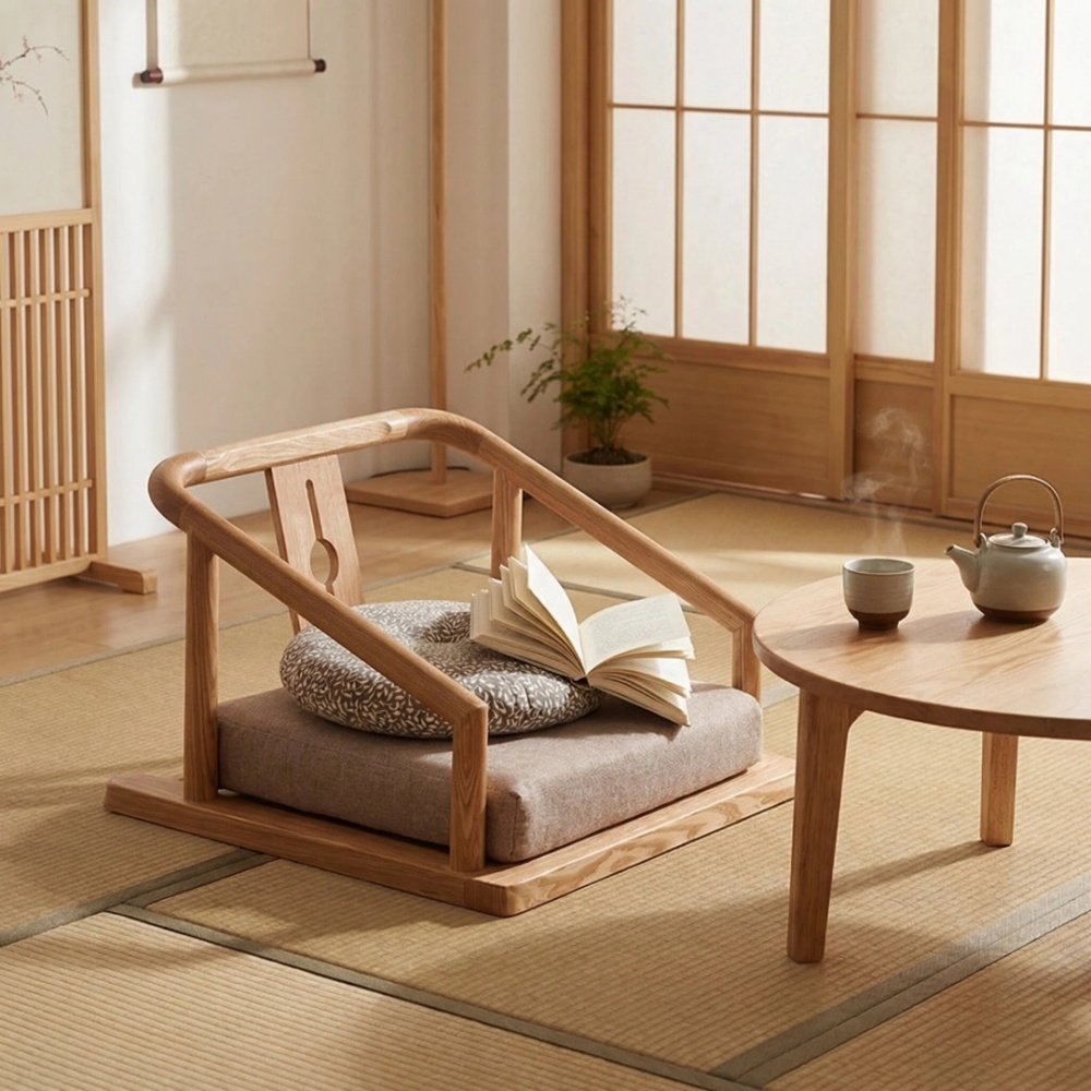 Comfortable Tatami Chair – Japanese Design, Solid Wood & Plush Seat