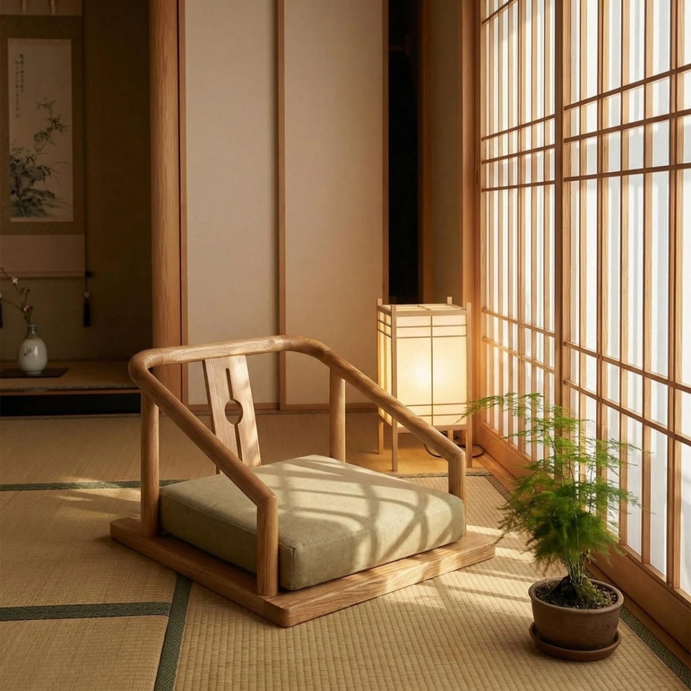 Comfortable Tatami Chair – Japanese Design, Solid Wood & Plush Seat