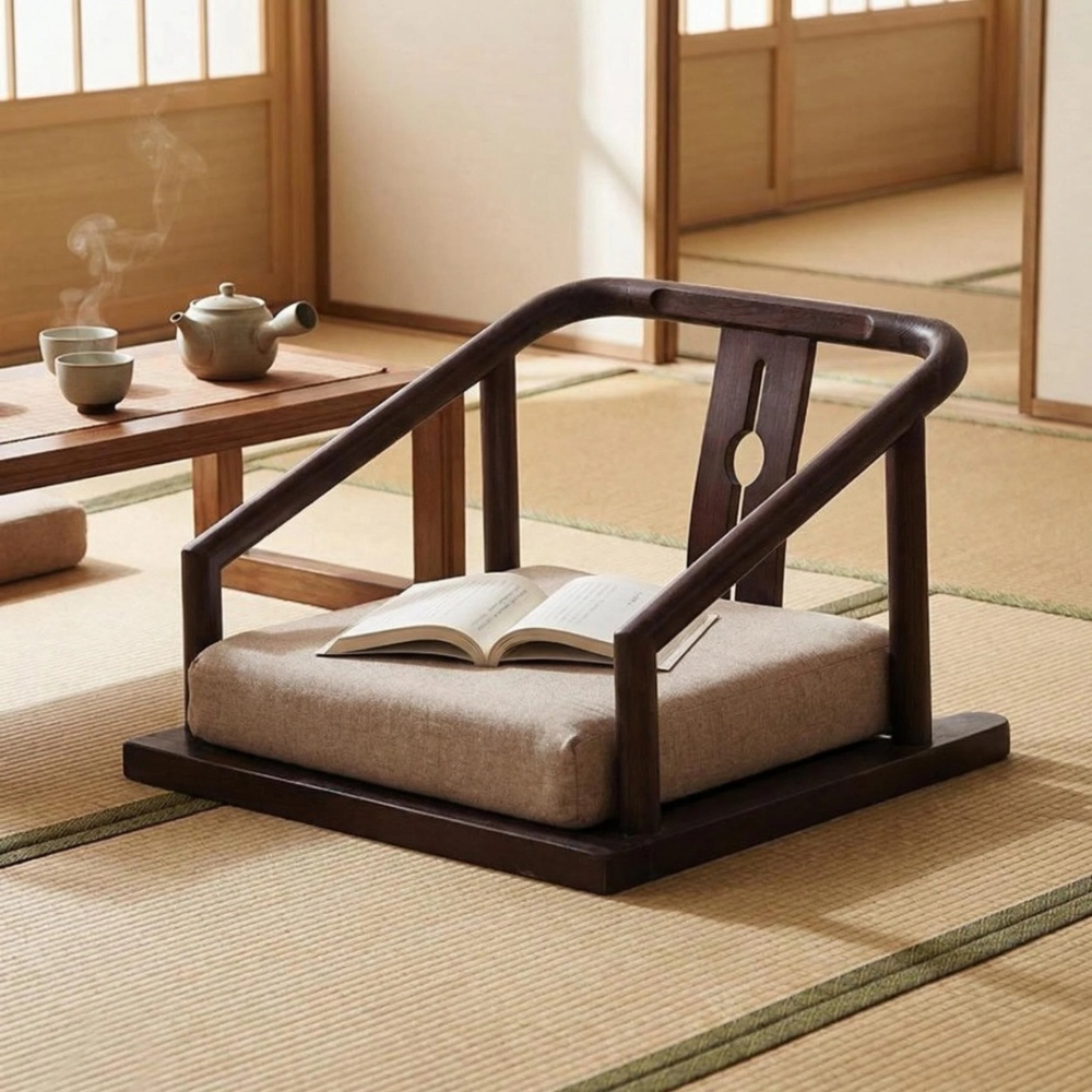 Comfortable Tatami Chair – Japanese Design, Solid Wood & Plush Seat