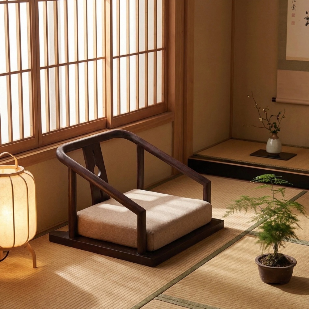 Comfortable Tatami Chair – Japanese Design, Solid Wood & Plush Seat