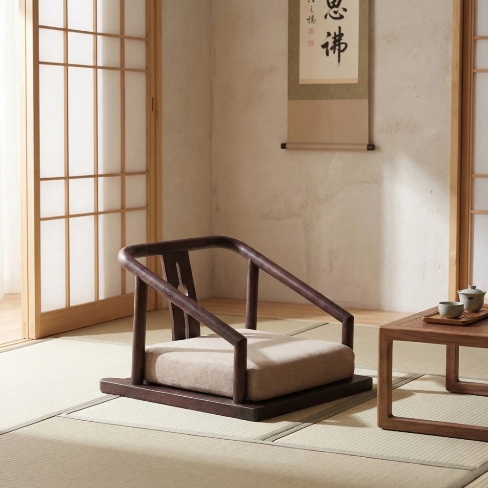 Comfortable Tatami Chair – Japanese Design, Solid Wood & Plush Seat