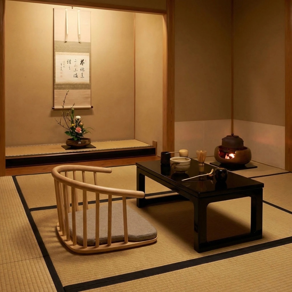 Japanese Tatami Zaisu Legless Chair with back Support ,Natural Finish