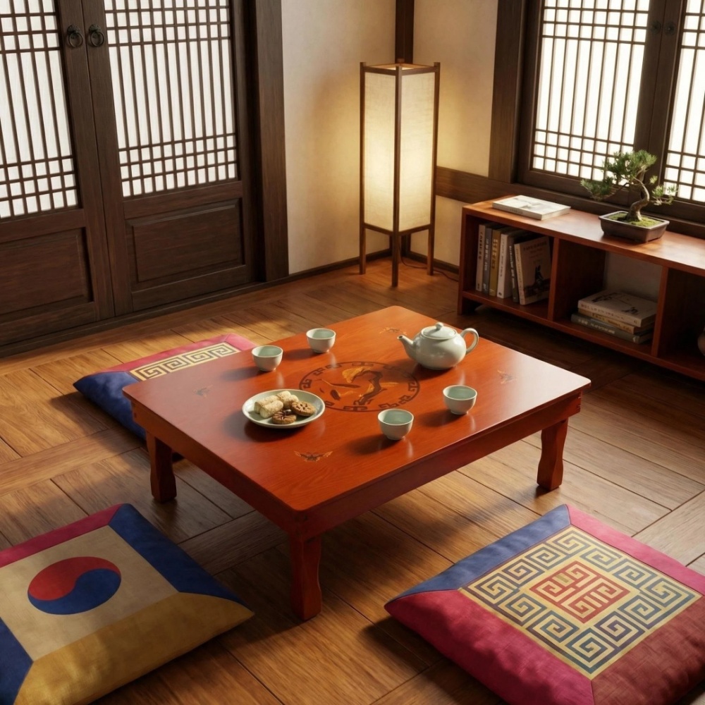 80X60cm Korean Foldable Tea Table – Low Profile Folding Tatami Table for Living Room – Portable Wooden Tea Tray