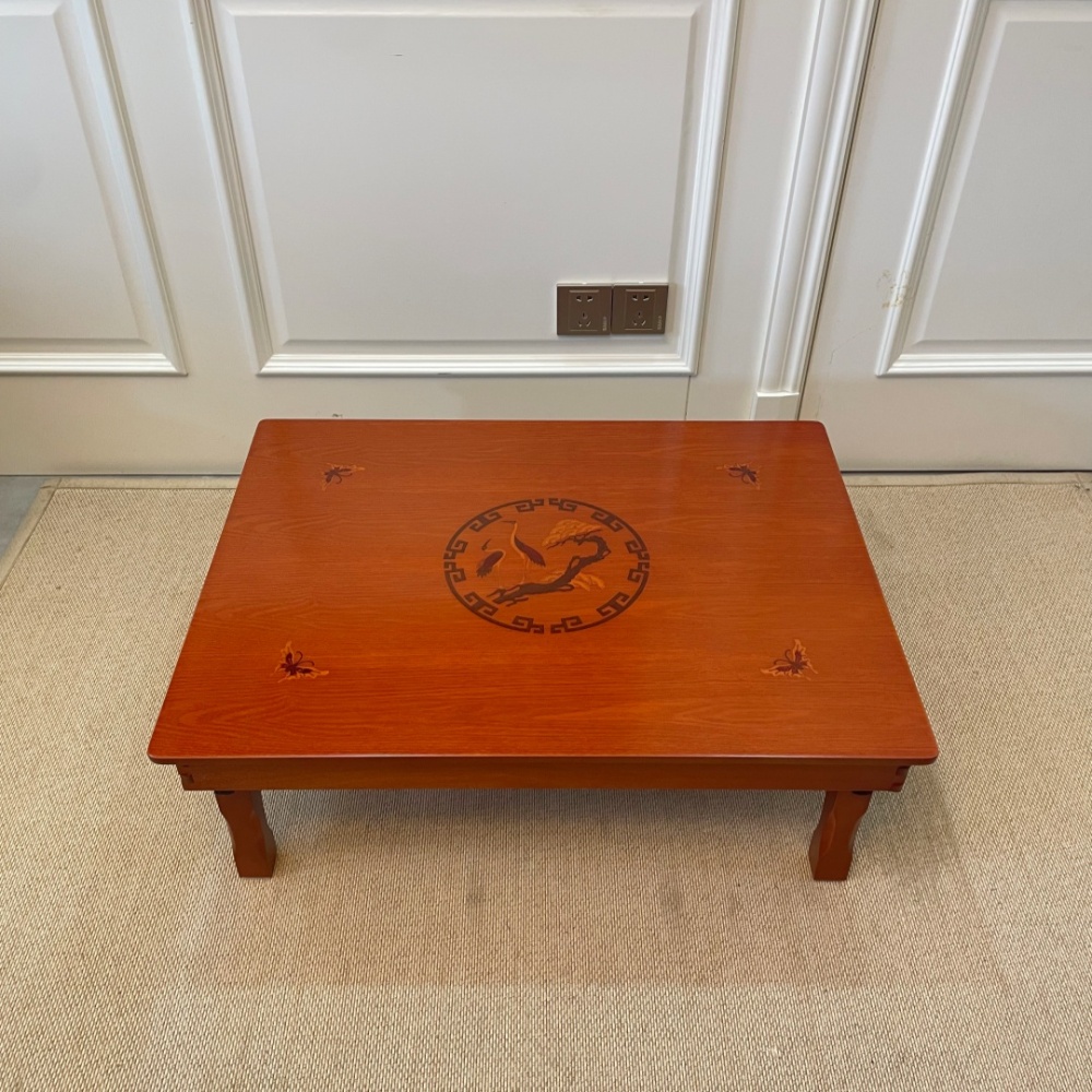 80X60cm Korean Foldable Tea Table – Low Profile Folding Tatami Table for Living Room – Portable Wooden Tea Tray