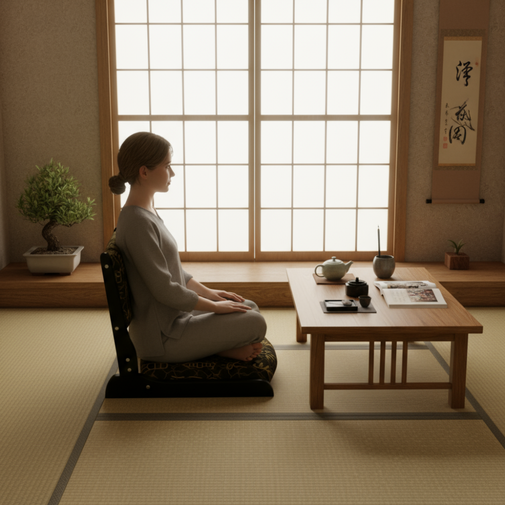 Japanese Tatami Chair Foldable – Floor Seating with Back Support