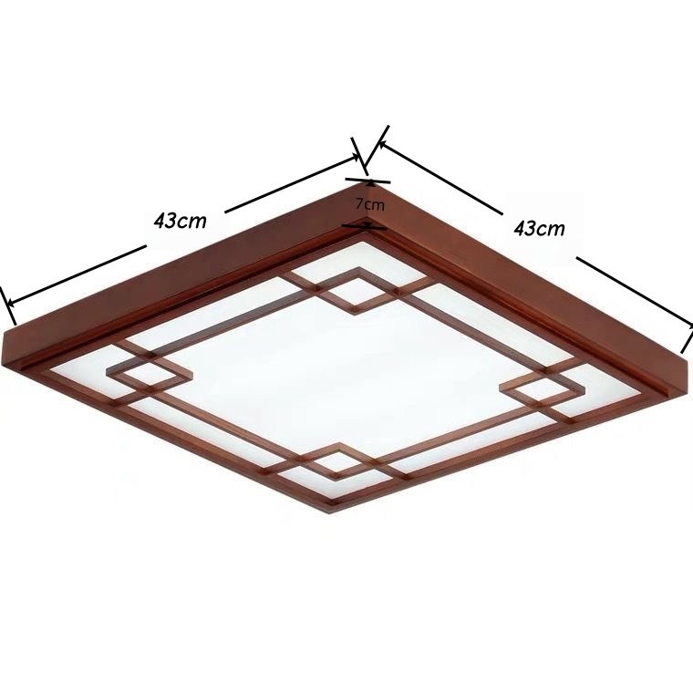 Ultra-Thin 6cm Japanese Ceiling Light, Solid Wood Frame