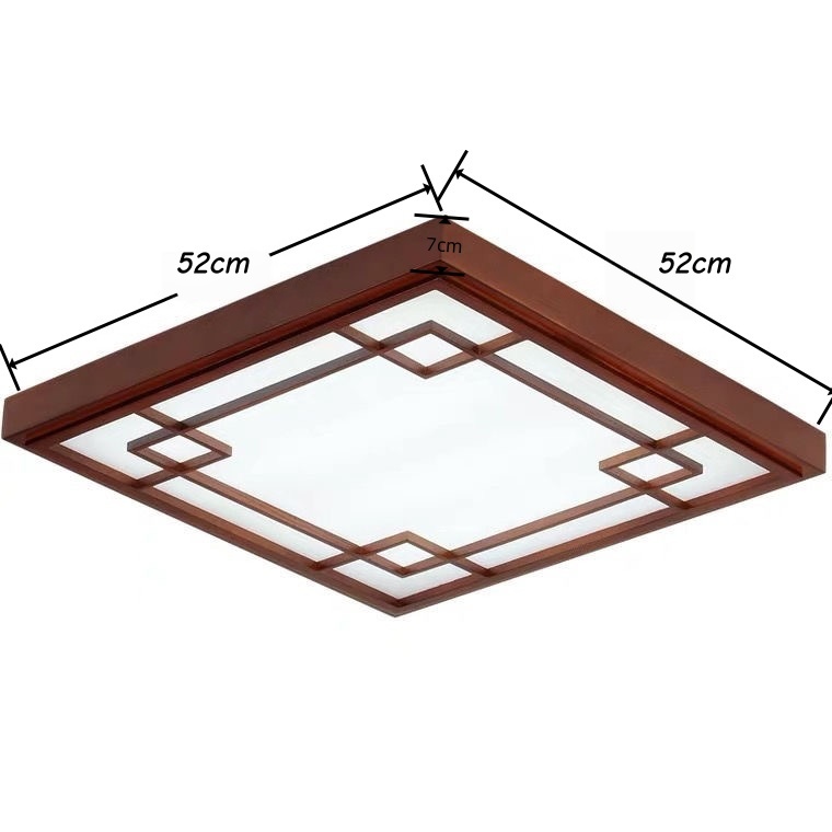 Ultra-Thin 6cm Japanese Ceiling Light, Solid Wood Frame