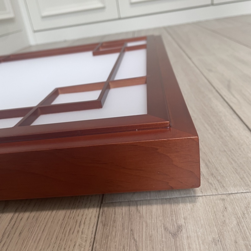 Ultra-Thin 6cm Japanese Ceiling Light, Solid Wood Frame