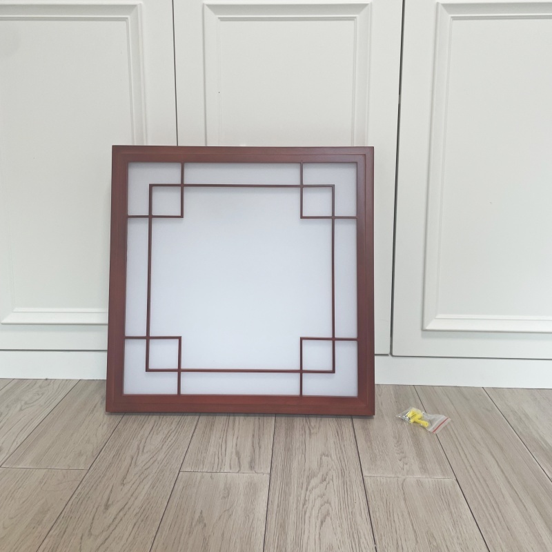 Ultra-Thin 6cm Japanese Ceiling Light, Solid Wood Frame