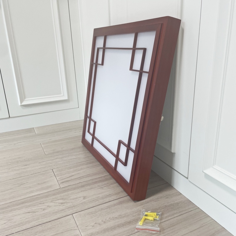 Ultra-Thin 6cm Japanese Ceiling Light, Solid Wood Frame