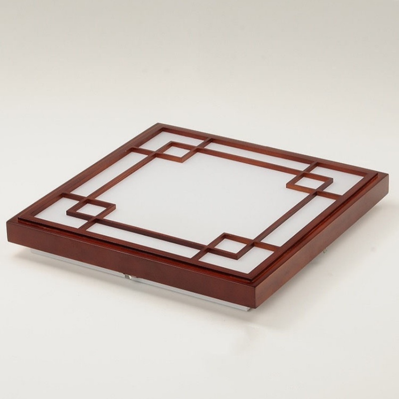Ultra-Thin 6cm Japanese Ceiling Light, Solid Wood Frame