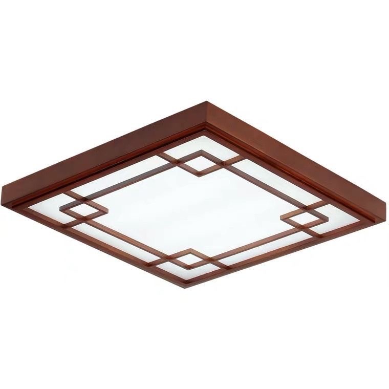 Ultra-Thin 6cm Japanese Ceiling Light, Solid Wood Frame