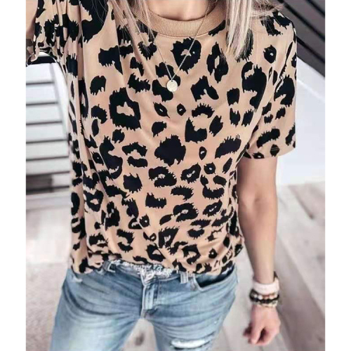 Leopard Pattern Crew Neck T-shirt