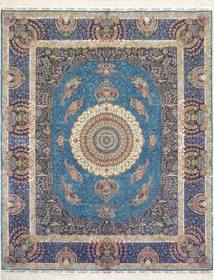 Y698 中国手織り絨毯 81万ノット シルク 大判  151×152cmどうぞ宜しくお願い致します