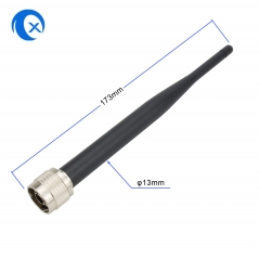 450-470MHz 2dBi rubber duck antenna with N-type male connector mounted