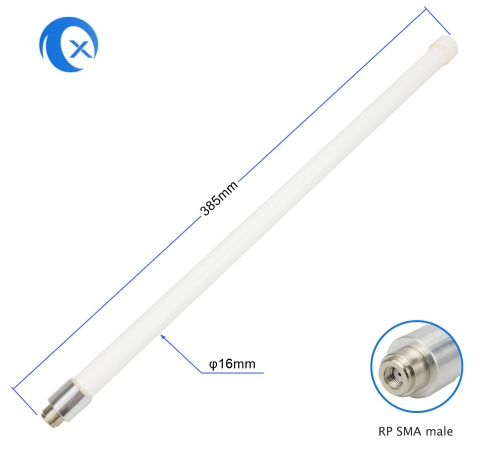 2.4 GHz fiberglass antenna, N plug, 3 dBi gain