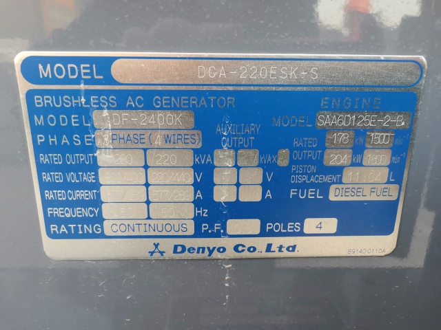 2014 Used DCA-220ESK generator