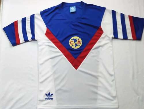 1987 Retro Version Club America Away White & Blue Thailand Soccer Jersey AAA