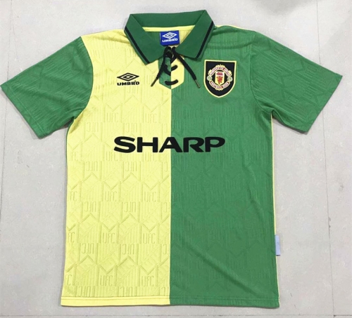 1992-1994 Retro Version Manchester United Yellow & Green Thailand Soccer Jersey AAA