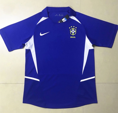 2002 Retro Brazil Away Blue Thailand Soccer Jersey AAA-HR