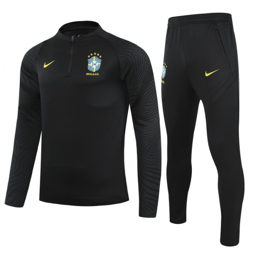 2020-2021 Brazil Black Thailand Soccer Tracksuit Uniform-38/GDP