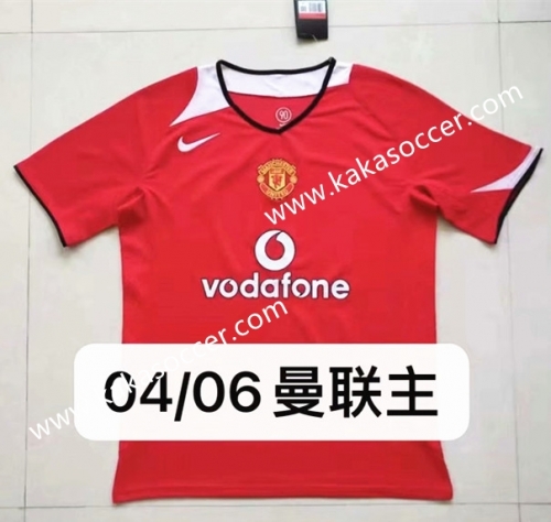 04-06 Retro Version Manchester United Home Red Thailand Soccer Jersey AAA-422