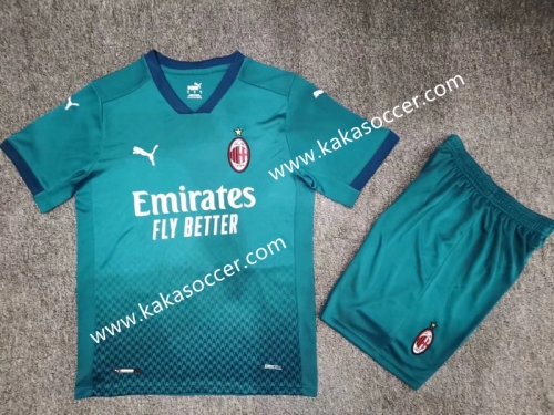 2020-2021 AC Milan 2nd Away Blue Youth/Kids Soccer Uniform