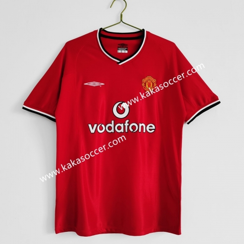 2000-02 Retro Version Manchester United Home Red Thailand Soccer Jersey AAA-C1046