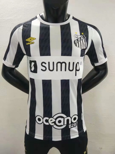 Player Version 2021-22 Santos FC Home Black & White Thailand Soccer Jersey AAA-LSS