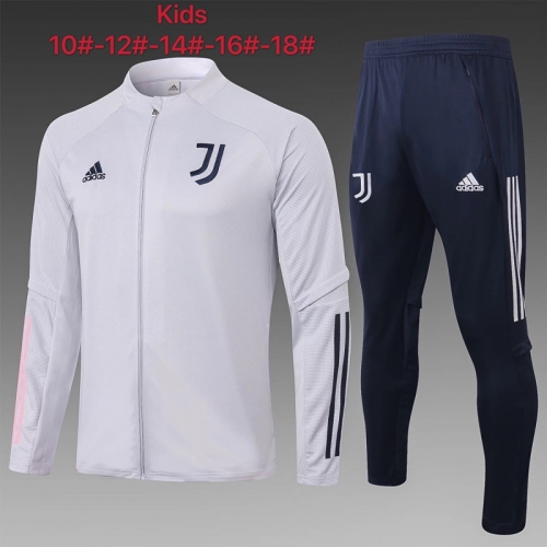 2020-2021 Juventus FC Light Gray Kids/Youth Soccer Jacket Uniform-815