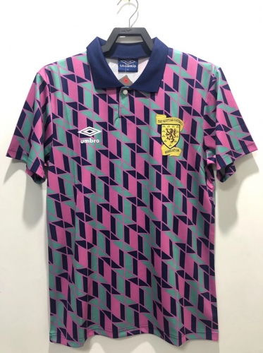 1988-1989 Retro Version Scotland Red & Blue Thailand Soccer Jersey AAA-710/811/709
