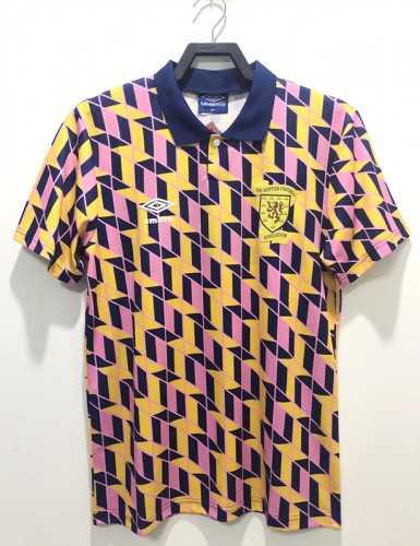 1988-1989 Retro Version Scotland Orange & Yellow Thailand Soccer Jersey AAA-811/301/2011