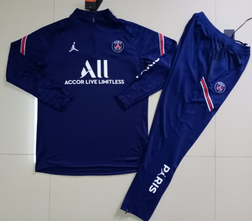 2021-22 Paris SG Cyan Thailand Steel Printed Soccer Tracksuit Uniform-801