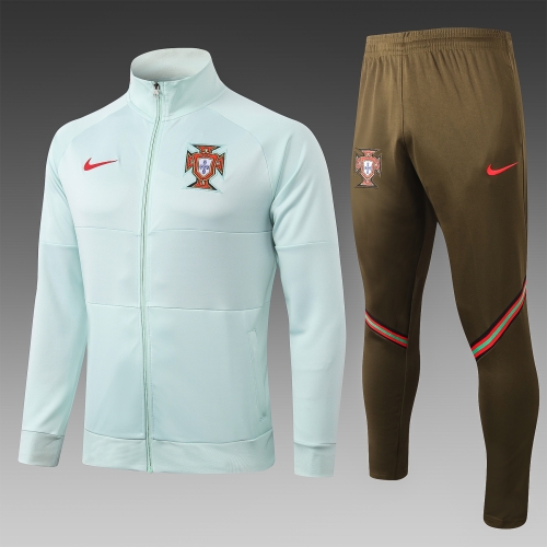 2020-21  Portugal Light Gray Soccer Jacket Uniform-815