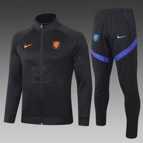 2020-21  Netherlands Black Soccer Jacket Uniform-815