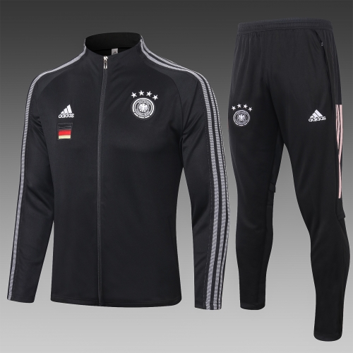 2020-21 Germany Black Soccer Jacket Uniform-815