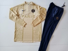 2020-2021 Jordan PSG Yellow & Golden Thailand Soccer Tracksuit Uniform-815