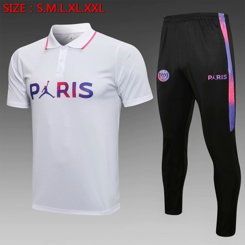 2021-2022 Jordan PSG White Thailand Polo Uniform-815