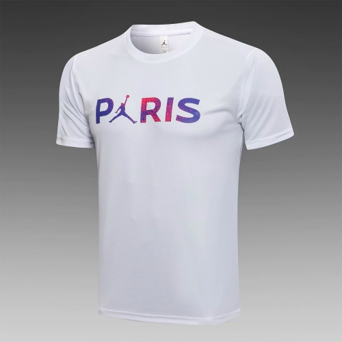 2021-2022 Jordan Paris SG White Short-Sleeve Thailand Soccer Tracksuit Top-815