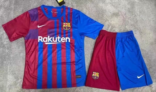 2021-22 Barcelona Blue & Red Soccer Uniform-A