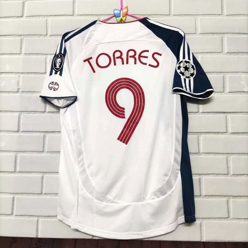 With Patch 2006-07 Retro Version Liverpool White #9 (TORRES) Thailand Soccer Jersey AAA-601