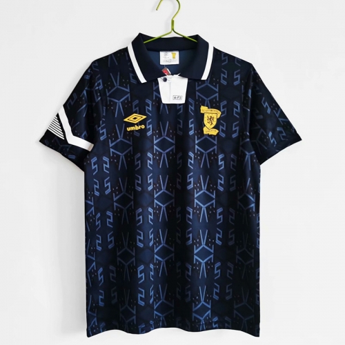 1992-1993 Retro Version Scotland Home Black & Blue Thailand Soccer Jersey AAA-710