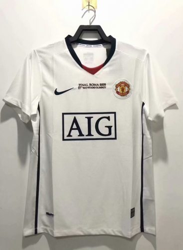 08-09 UEFA Champions League Retro Version Manchester United Away White Thailand Soccer Jersey AAA-811/503