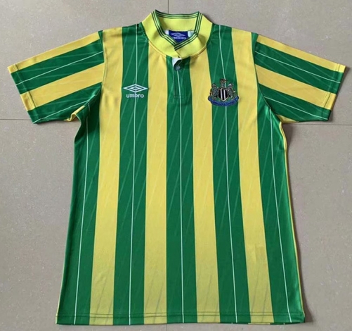 1998 Retro Version Newcastle United Away Yellow & Green Thailand Soccer Jersey AAA-709